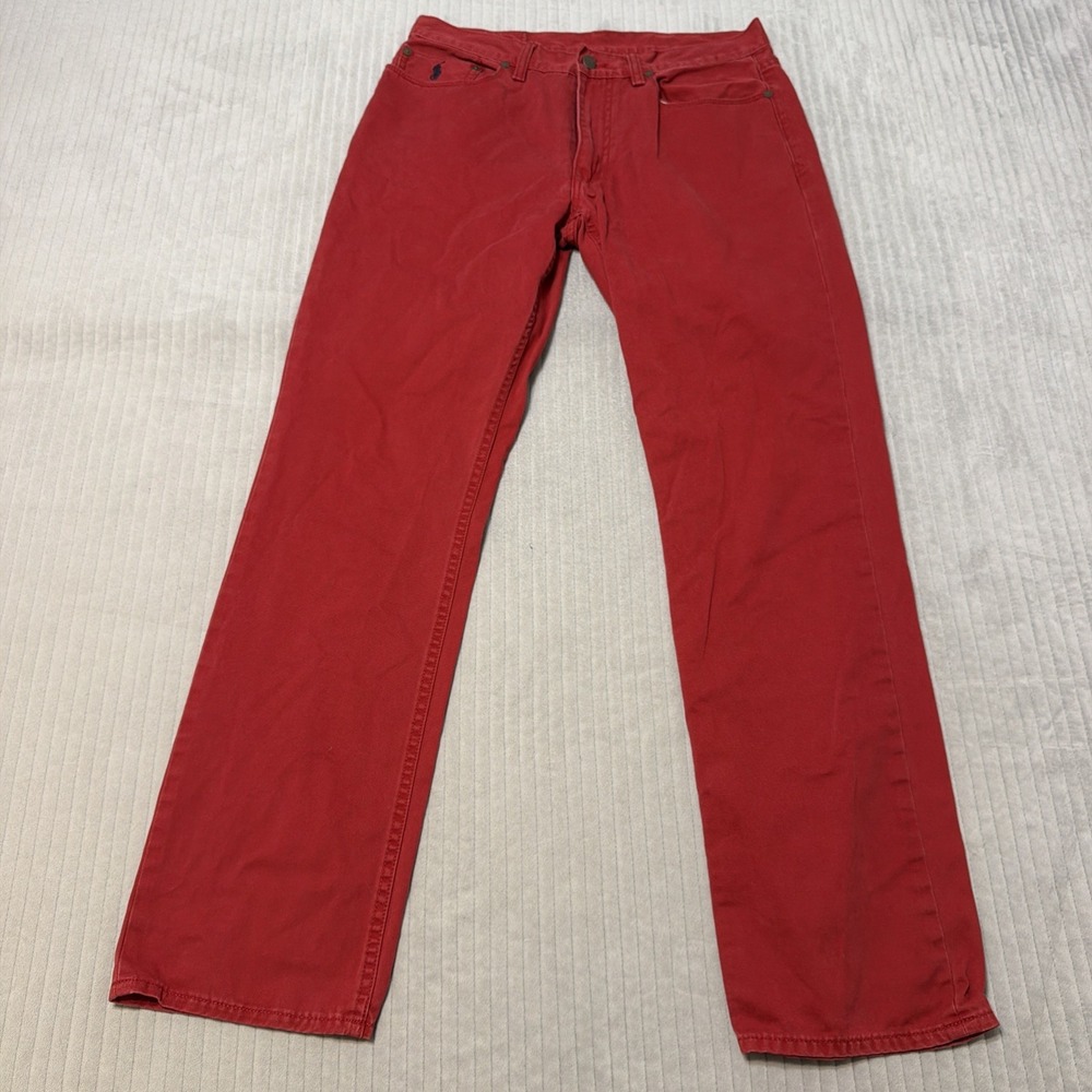 VTG Polo Ralph Lauren Men 32x32 Red Denim Jeans 100% cotton